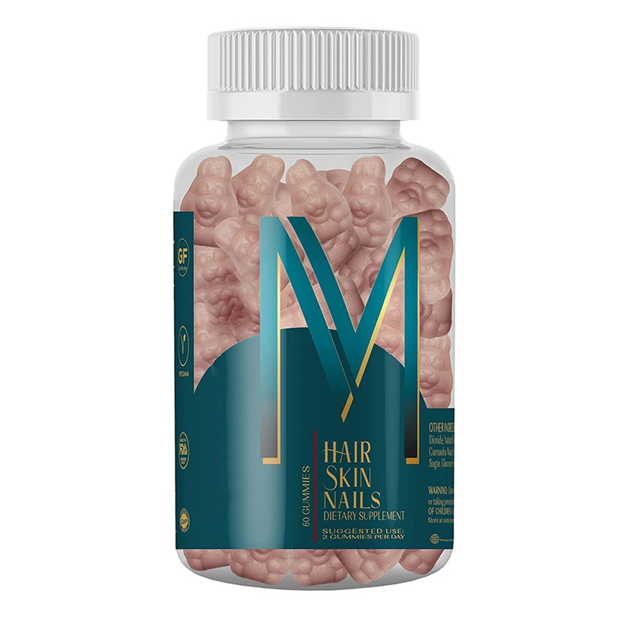 M Imsiemer tax-xagħar tad-dwiefer tas-suppliment tad-dieta gummies in-natura multivitamini għal xagħar vibranti, ġilda glowing dwiefer qawwija