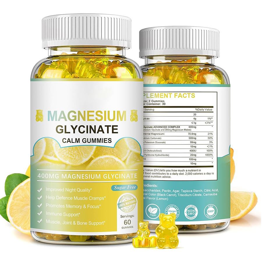 Manjesju glycinate gummies calm l-appoġġ serħan il-moħħ għall-irqad, il-vitalità tar-rilassament